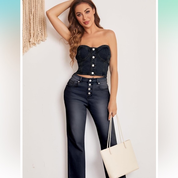 ETTELO Pants - ETTELO Size 8 Black High Waisted Stretchy Jeans/Pants with Pockets nwt